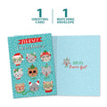 Load image into Gallery viewer, The cover and inside of Tree-Free’s Meowy Christmas card, along with the following text: “1 greeting card, 1 matching envelope”