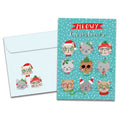 Load image into Gallery viewer, The cover of Tree-Free's Meowy Christmas card, along with its matching envelope.