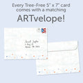 Load image into Gallery viewer, The envelope for Tree-Free’s Heartfelt Happy card, along with the following text: “Every Tree-Free 5x7 card comes with a matching ARTvelope!”