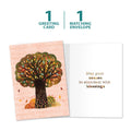 Load image into Gallery viewer, The cover and inside of Tree-Free’s Abundant Thanksgiving card, along with the following text: “1 greeting card, 1 matching envelope”