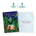 Load image into Gallery viewer, The cover and inside of Tree-Free’s All the Stars card, along with the following text: “1 greeting card, 1 matching envelope”