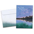 Load image into Gallery viewer, The cover of Tree-Free's Sunset Dawn card, along with its matching envelope.