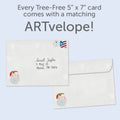 Load image into Gallery viewer, The envelope for Tree-Free’s Santa Be Good card, along with the following text: “Every Tree-Free 5x7 card comes with a matching ARTvelope!”