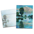 Load image into Gallery viewer, The cover of Tree-Free's Deep Blue Remembered card, along with its matching envelope.