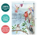 Load image into Gallery viewer, The cover of Tree-Free’s Hummingbird Journey card with lines demonstrating its 5x7 dimensions, along with the following text: “100% PCW recycled paper, proudly made in the USA, sustainably printed on extra-thick card stock”