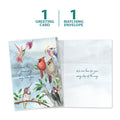 Load image into Gallery viewer, The cover and inside of Tree-Free’s Hummingbird Journey card, along with the following text: “1 greeting card, 1 matching envelope”
