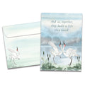 Load image into Gallery viewer, The cover of Tree-Free's Dancing Cranes card, along with its matching envelope.