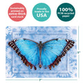 Load image into Gallery viewer, The cover of Tree-Free’s Butterfly #1 All Occasion Card card with lines demonstrating its 5x7 dimensions, along with the following text: “100% PCW recycled paper, proudly made in the USA, sustainably printed on extra-thick card stock”