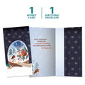 Load image into Gallery viewer, The cover and inside of Tree-Free’s Sweet Snowglobe card, along with the following text: “1 greeting card, 1 matching envelope”