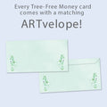 Load image into Gallery viewer, The envelope for Tree-Free’s Floral Menorah card, along with the following text: “Every Tree-Free 5x7 card comes with a matching ARTvelope!”
