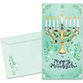 Load image into Gallery viewer, The cover of Tree-Free's Floral Menorah card, along with its matching envelope.