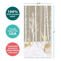 Load image into Gallery viewer, The cover of Tree-Free’s Silent Wood card with lines demonstrating its 5x7 dimensions, along with the following text: “100% PCW recycled paper, proudly made in the USA, sustainably printed on extra-thick card stock”
