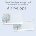 Load image into Gallery viewer, The envelope for Tree-Free’s Bird Tree card, along with the following text: “Every Tree-Free 5x7 card comes with a matching ARTvelope!”