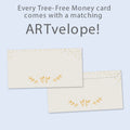Load image into Gallery viewer, The envelope for Tree-Free’s Happily After Today card, along with the following text: “Every Tree-Free 5x7 card comes with a matching ARTvelope!”