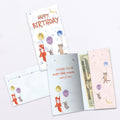Load image into Gallery viewer, The inside of Tree-Free’s Balloon Animals card, with the cover and envelope in the background.