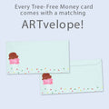 Load image into Gallery viewer, The envelope for Tree-Free’s Freezer Ice Cream card, along with the following text: “Every Tree-Free 5x7 card comes with a matching ARTvelope!”