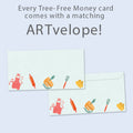 Load image into Gallery viewer, The envelope for Tree-Free’s Might Knead Dough card, along with the following text: “Every Tree-Free 5x7 card comes with a matching ARTvelope!”