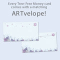 Load image into Gallery viewer, The envelope for Tree-Free’s Pink Floral Star card, along with the following text: “Every Tree-Free 5x7 card comes with a matching ARTvelope!”