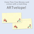 Load image into Gallery viewer, The envelope for Tree-Free’s Floral Candles card, along with the following text: “Every Tree-Free 5x7 card comes with a matching ARTvelope!”