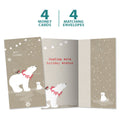 Load image into Gallery viewer, The cover and inside of Tree-Free’s Sweet Polar Christmas card, along with the following text: “4 greeting cards, 4 matching envelopes”