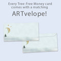 Load image into Gallery viewer, The envelope for Tree-Free’s Holy Night card, along with the following text: “Every Tree-Free 5x7 card comes with a matching ARTvelope!”