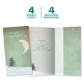 Load image into Gallery viewer, The cover and inside of Tree-Free’s Holy Night card, along with the following text: “4 greeting cards, 4 matching envelopes”