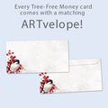 Load image into Gallery viewer, The envelope for Tree-Free’s Peace In The World card, along with the following text: “Every Tree-Free 5x7 card comes with a matching ARTvelope!”