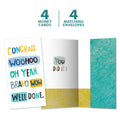 Load image into Gallery viewer, The cover and inside of Tree-Free’s Woohoo Congrats card, along with the following text: “4 greeting cards, 4 matching envelopes”