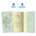 Load image into Gallery viewer, The cover and inside of Tree-Free’s Two Hearts card, along with the following text: “4 greeting cards, 4 matching envelopes”