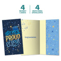 Load image into Gallery viewer, The cover and inside of Tree-Free’s Sparkle Pride card, along with the following text: “4 greeting cards, 4 matching envelopes”