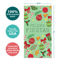 Load image into Gallery viewer, The cover of Tree-Free’s Fiestas Pattern card with lines demonstrating its 5x7 dimensions, along with the following text: “100% PCW recycled paper, proudly made in the USA, sustainably printed on extra-thick card stock”