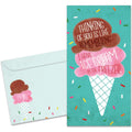 Load image into Gallery viewer, The cover of Tree-Free's Freezer Ice Cream card, along with its matching envelope.