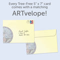 Load image into Gallery viewer, The envelope for Tree-Free’s Tree Of Life Blessing card, along with the following text: “Every Tree-Free 5x7 card comes with a matching ARTvelope!”