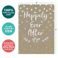 Load image into Gallery viewer, The cover of Tree-Free’s Happily After Today card with lines demonstrating its 5x7 dimensions, along with the following text: “100% PCW recycled paper, proudly made in the USA, sustainably printed on extra-thick card stock”