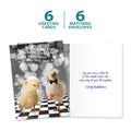 Load image into Gallery viewer, The cover and inside of Tree-Free’s Chicken Dance Wedding card, along with the following text: “6 greeting cards, 6 matching envelopes”