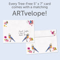Load image into Gallery viewer, The envelope for Tree-Free’s Love Birds card, along with the following text: “Every Tree-Free 5x7 card comes with a matching ARTvelope!”