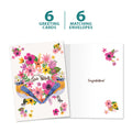 Load image into Gallery viewer, The cover and inside of Tree-Free’s Love Birds card, along with the following text: “6 greeting cards, 6 matching envelopes”