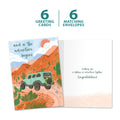Load image into Gallery viewer, The cover and inside of Tree-Free’s Life Desert Adventure card, along with the following text: “6 greeting cards, 6 matching envelopes”