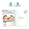 Load image into Gallery viewer, The cover and inside of Tree-Free’s Threads of Love card, along with the following text: “6 greeting cards, 6 matching envelopes”