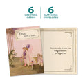 Load image into Gallery viewer, The cover and inside of Tree-Free’s Forget the Fairytale card, along with the following text: “6 greeting cards, 6 matching envelopes”