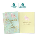 Load image into Gallery viewer, The cover and inside of Tree-Free’s Felicidades Hearts card, along with the following text: “6 greeting cards, 6 matching envelopes”