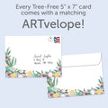 Load image into Gallery viewer, The envelope for Tree-Free’s Mrs. and Mrs. card, along with the following text: “Every Tree-Free 5x7 card comes with a matching ARTvelope!”