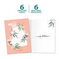 Load image into Gallery viewer, The cover and inside of Tree-Free’s Mrs. and Mrs. card, along with the following text: “6 greeting cards, 6 matching envelopes”