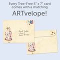 Load image into Gallery viewer, The envelope for Tree-Free’s Love and Happiness card, along with the following text: “Every Tree-Free 5x7 card comes with a matching ARTvelope!”