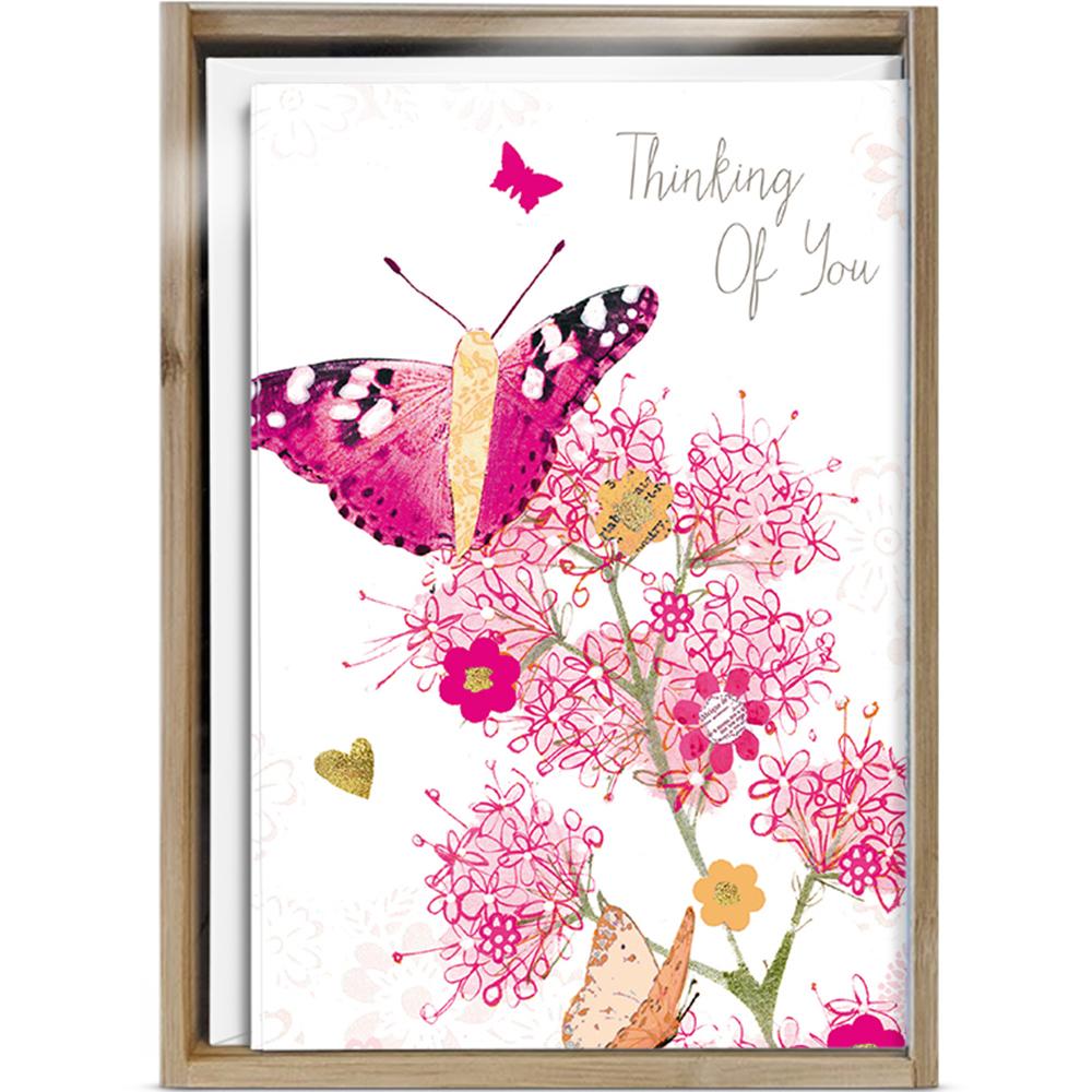 Thinking Of You Butterfly All Occasion 4x6 Bamboo Box Notecard Sets