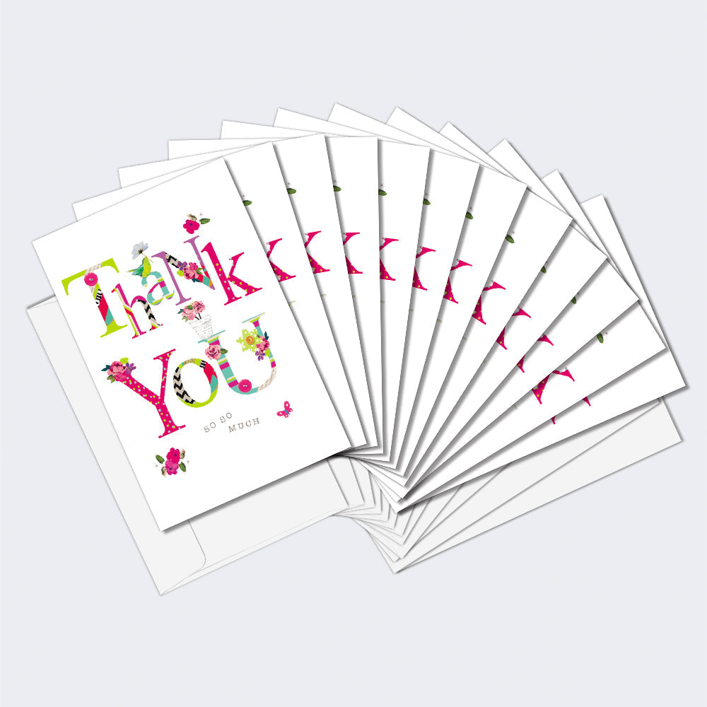 Flowery Thanks 12 Pack Thank You Notes