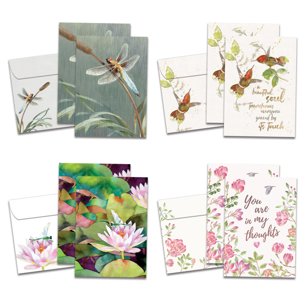 Bird and Dragonfly Garden Sympathy 8 Pack