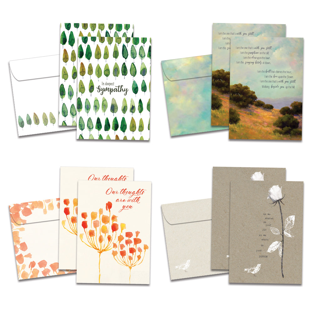 Trees and Floral Nature Sympathy 8 Pack