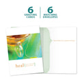 Load image into Gallery viewer, The cover and inside of Tree-Free’s Heal card, along with the following text: “6 greeting cards, 6 matching envelopes”
