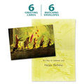 Load image into Gallery viewer, The cover and inside of Tree-Free’s Secret Parade card, along with the following text: “6 greeting cards, 6 matching envelopes”
